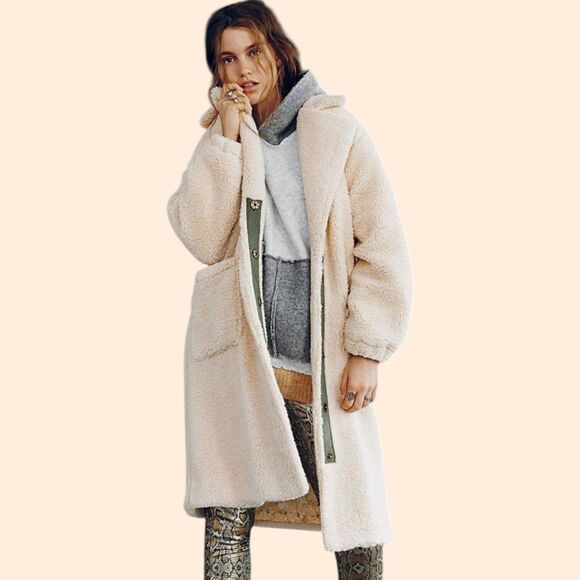 Free People Tessa Teddy Coat Cream - Picture 1 of 9